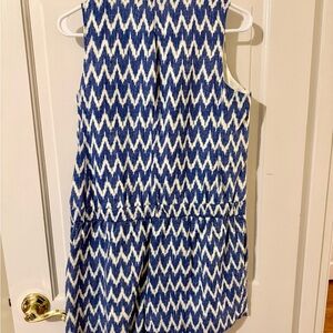 LOFT Blue and White Zigzag Jumpsuit
